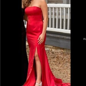 Sherri Hill Red Strapless Prom Dress
